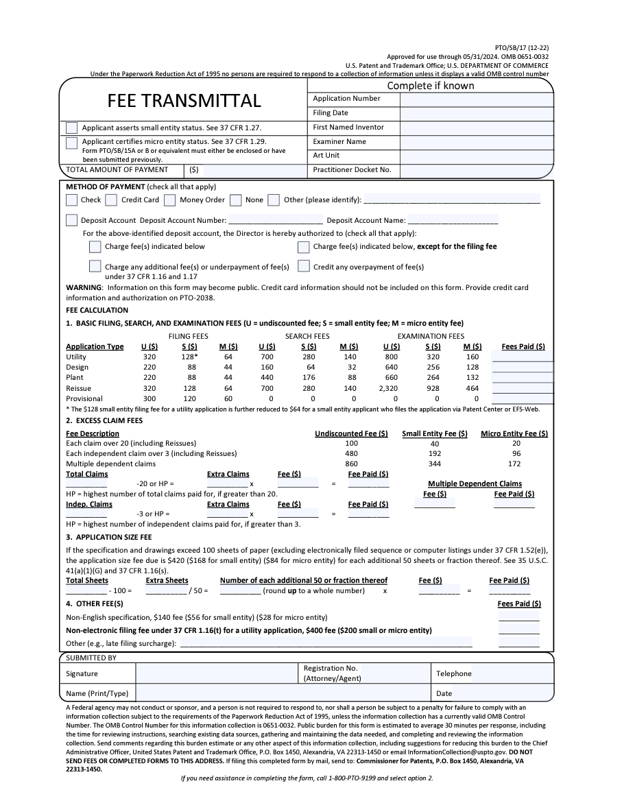 Fee Transmittal